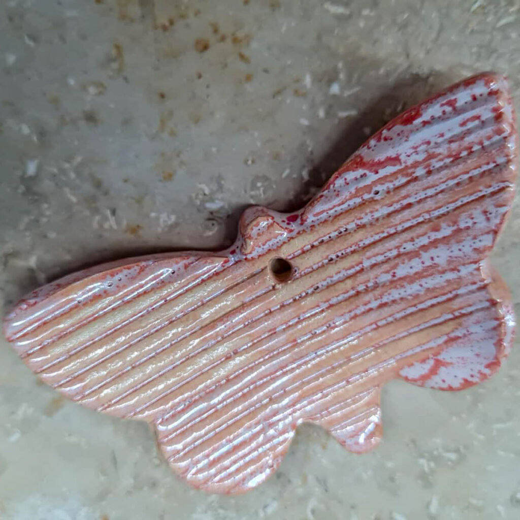 Kerámia pillangó - rózsaszín lüszter - 6 cm